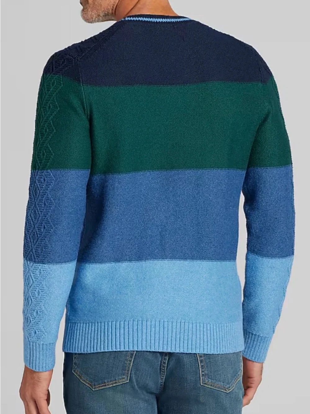 NWT Joseph Abboud Cable Knit Sweater Men's Medium Blue Long Sleeve Cotton Blend